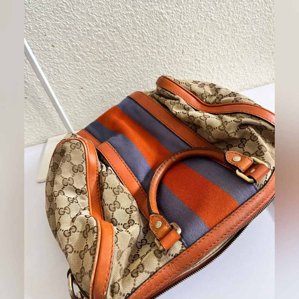 Gucci Beige and Orange Canvas Boston bag - Picture 4 of 16